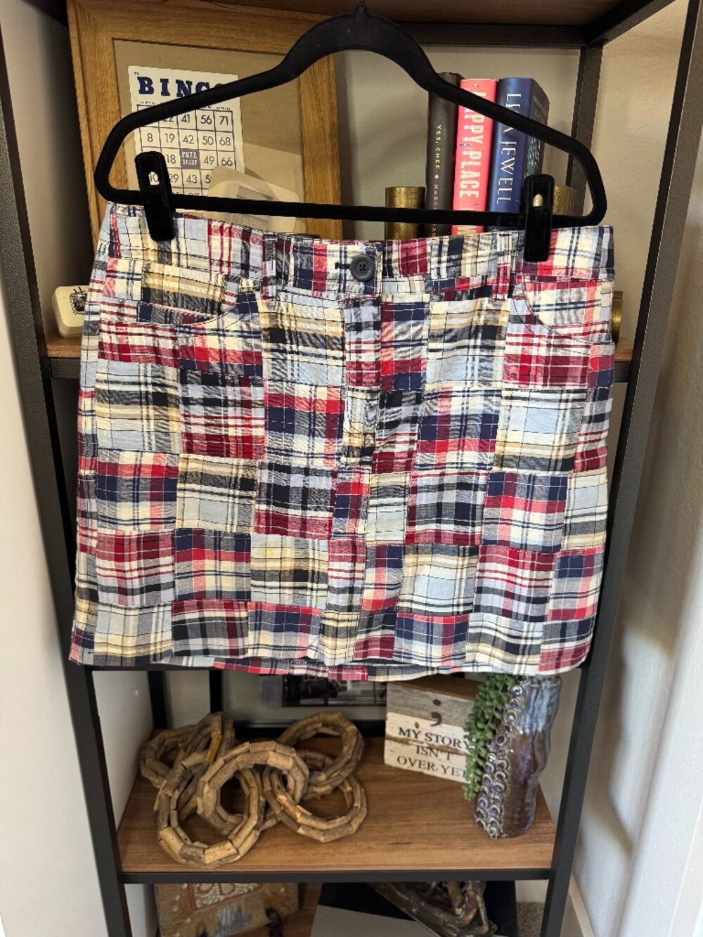 Ann Taylor Loft Madras Plaid Lined Mini Skirt w/Back Flap Pockets - Size 12